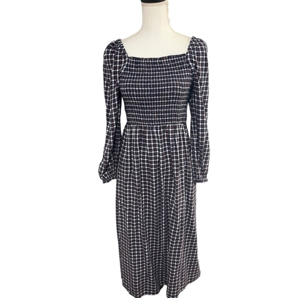 J. Crew Dresses & Skirts - J Crew plaid flannel size M dress, shirred top, EUC